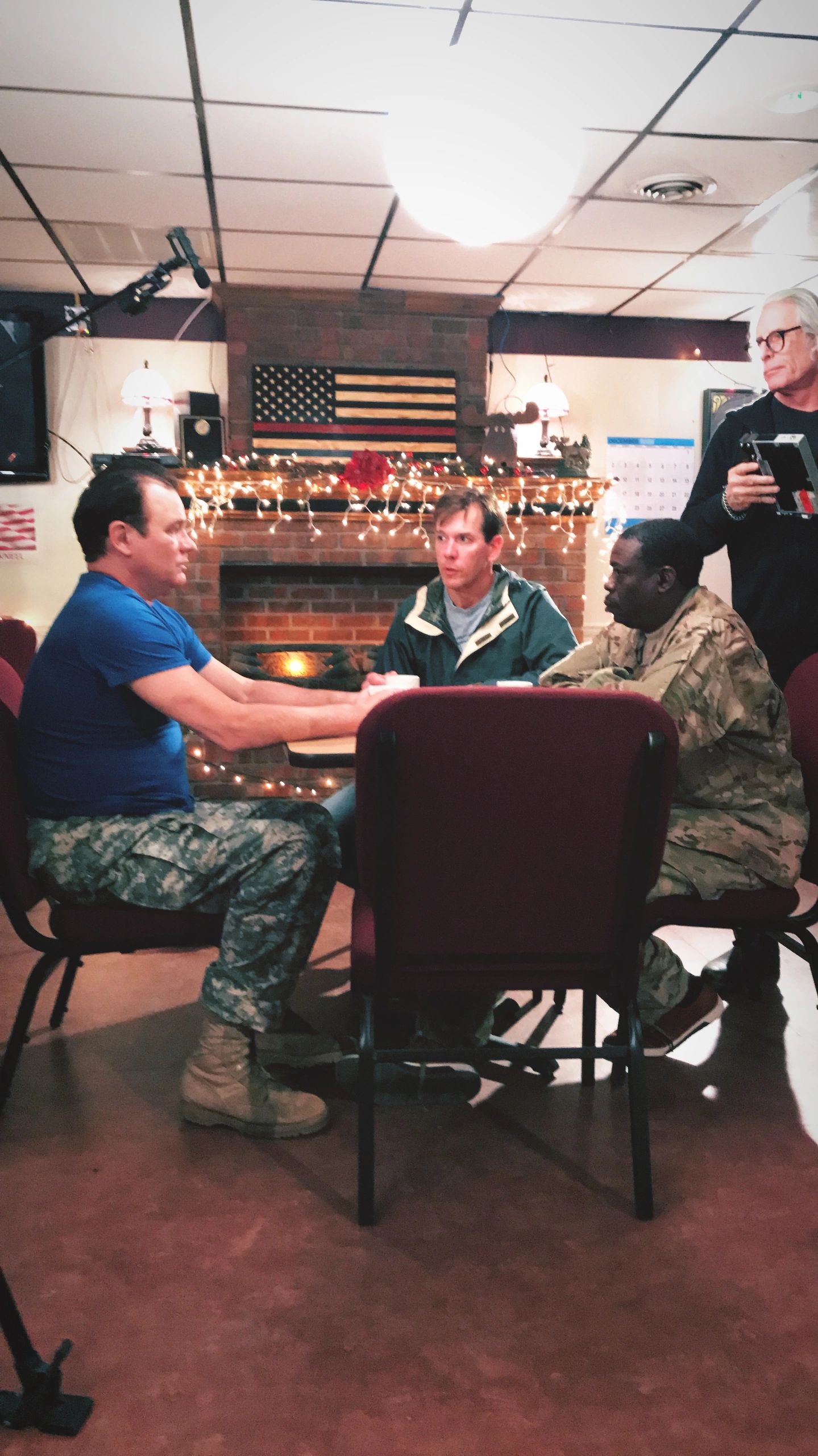 Community gathering at Blue Heron Films production
